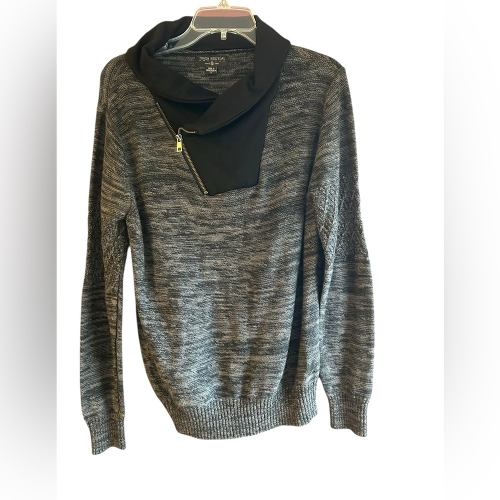 Trash Nouveau Men's black/gray marled pullover sweater Sz S
